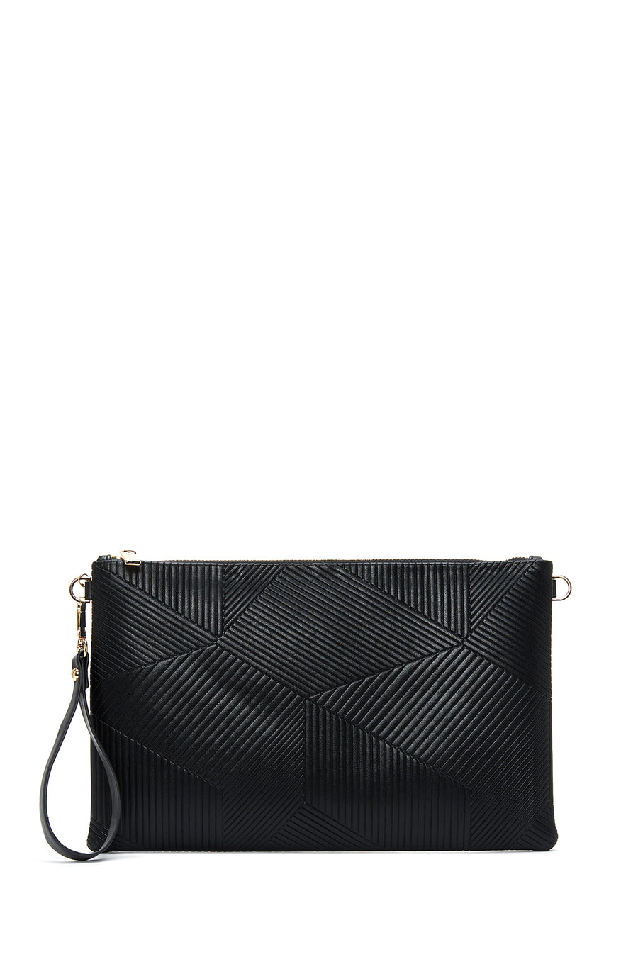 Woman Black Chain-Strap Patterned Clutch Bag WB570005SM | Derimod