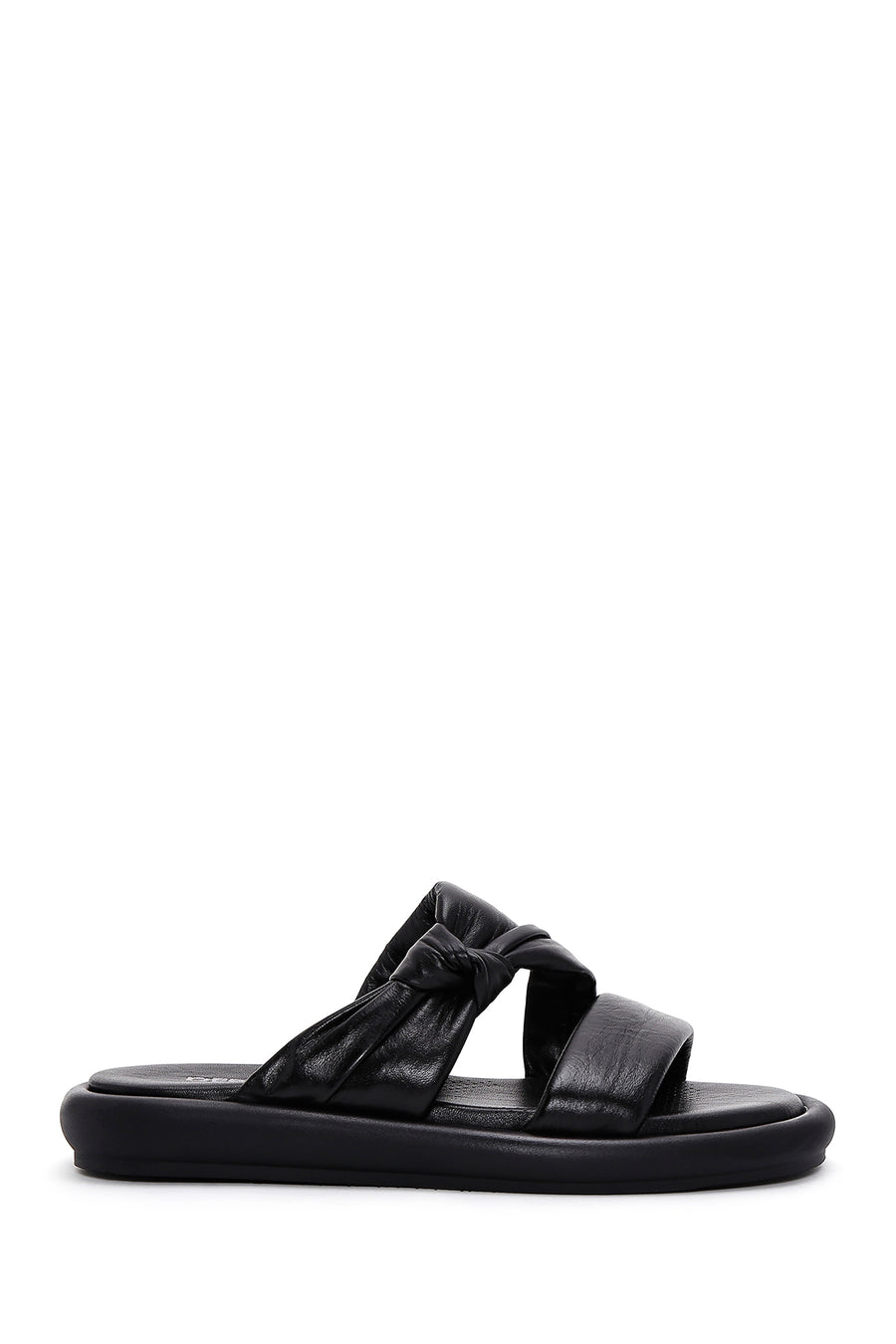 Women's Black Leather Comfort Slippers 23SFD361618 | Derimod