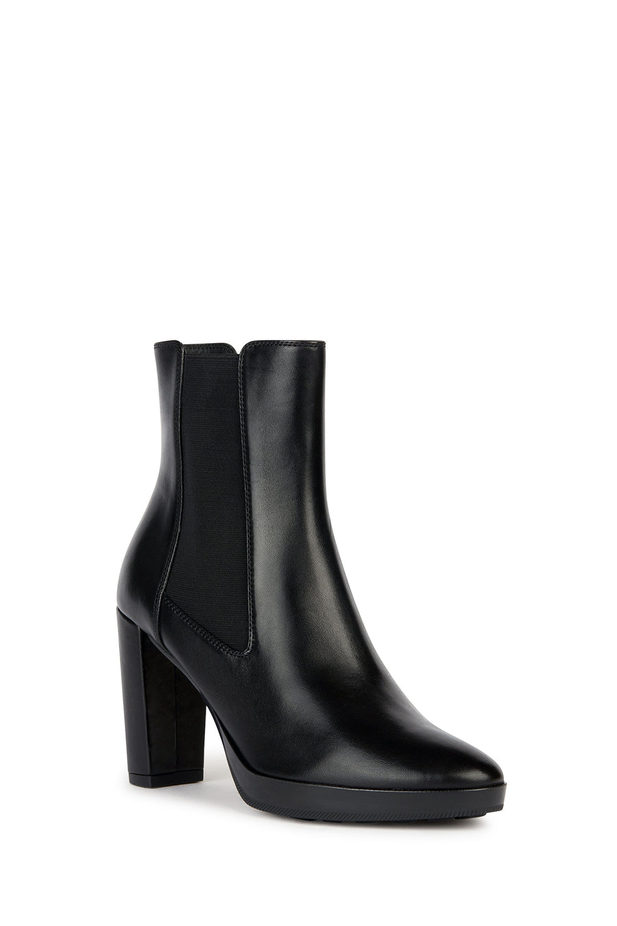 Geox Women's Black Walk Pleasure Leather Plaftorm Heeled Boots