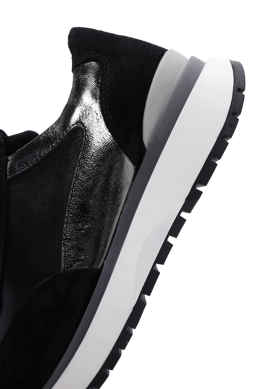 Women's Black Lace-Up Leather Sneaker