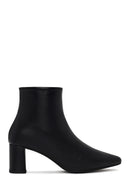 Derimod Flex Woman Black Zip Closure Chunky-Heeled Leather Boots | Derimod