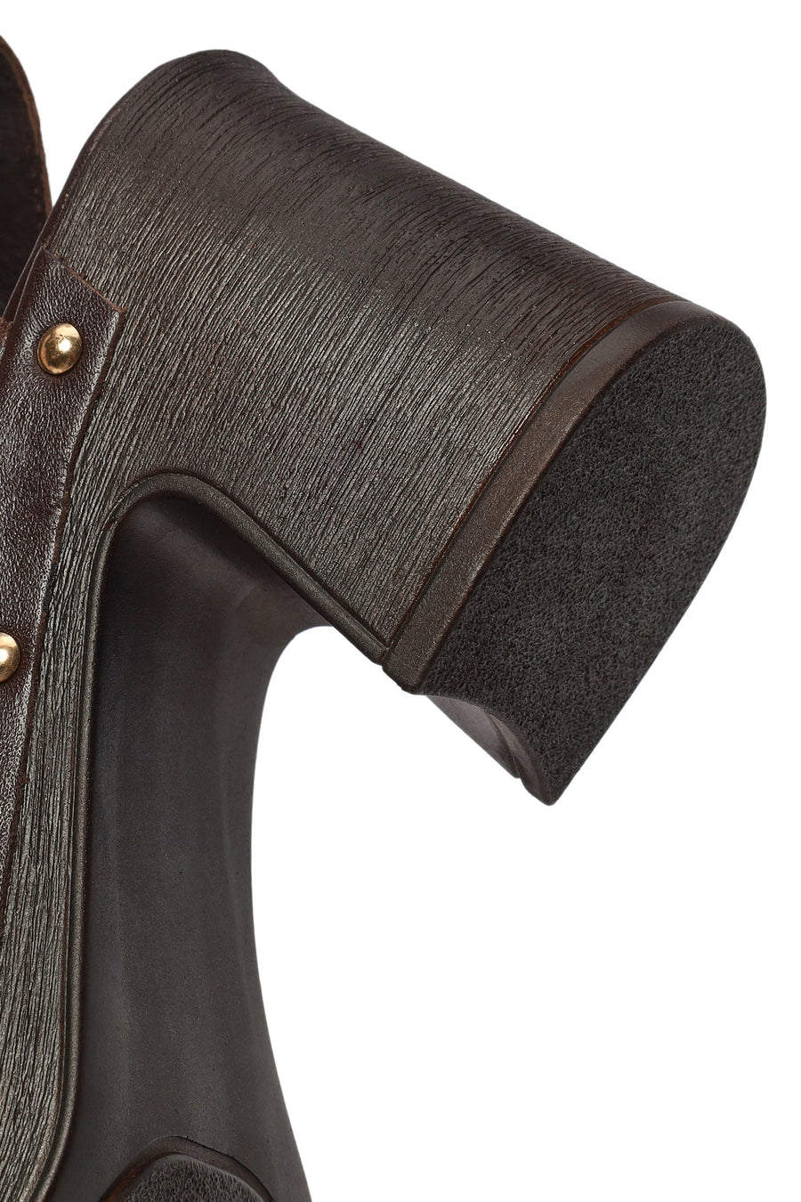 Woman Brown Ankle-Buckle Thick-Heel Suede Leather Sandals