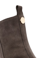 Woman Mink Suede Zippered Heels Leather Boat | Derimod