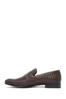 Erkek Kahverengi Örgü Deri Klasik Loafer | Derimod