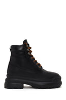Harley Davidson Woman Black Kitrich Lace-Up Thick-Soled Leather Combat Boots | Derimod