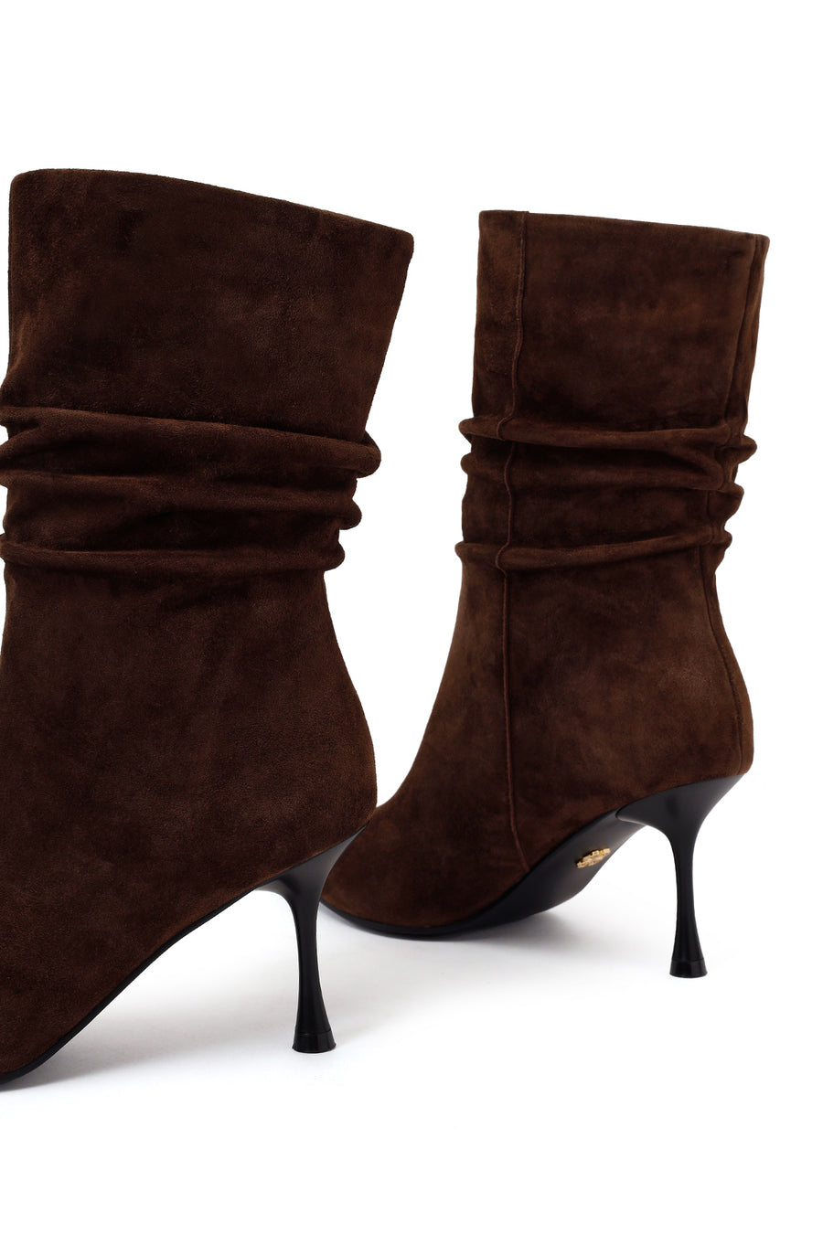 Woman Brown Thin-Heeled Suede Boots