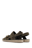 Men's Khaki Leather Sandals | Derimod