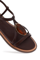 Woman Brown Stone-Embellished Sandal | Derimod