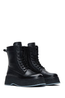 Women's Black Leather Zippered Thick Soled Leather Boots | Derimod