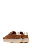 Woman Tan Lace-Up Suede Leather Sneaker | Derimod