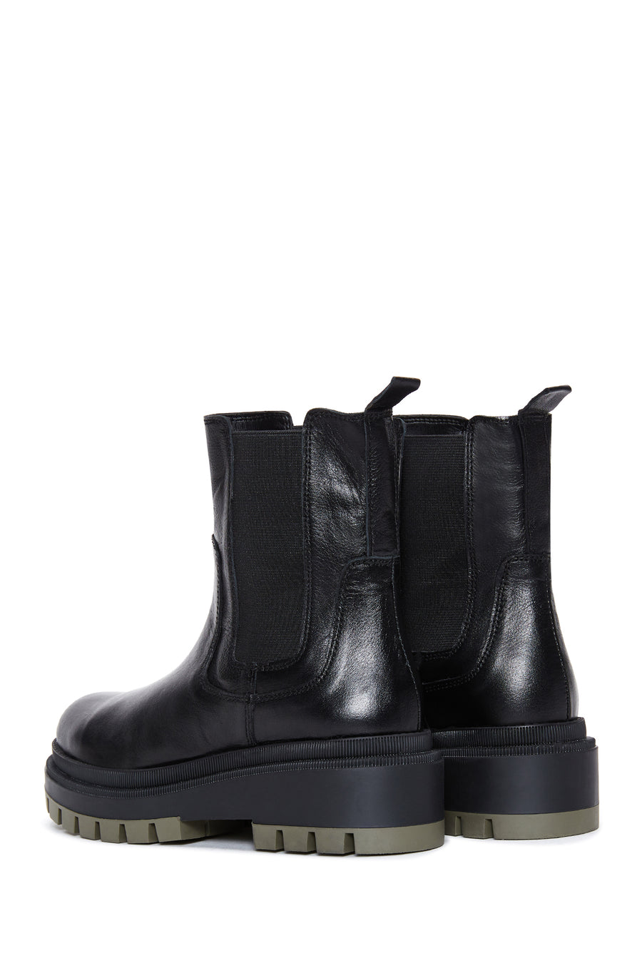 Women's Black Leather Thick Soled Chelsea Boots