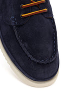 Men's Navy Blue Lace-up Suede Leather Casual Shoes | Derimod