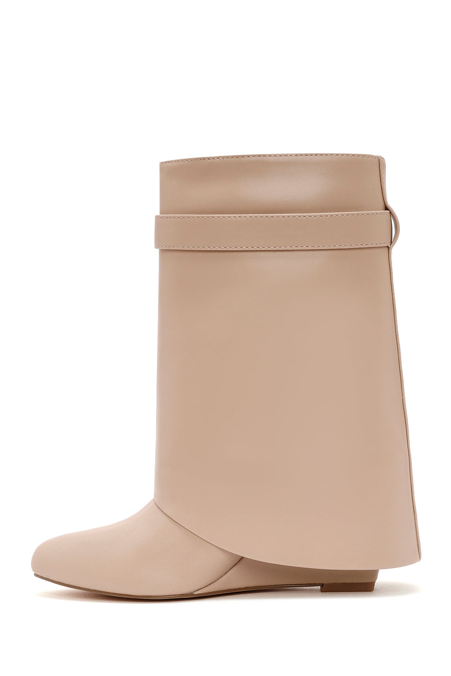 Women's Beige Wedge Heel Boots