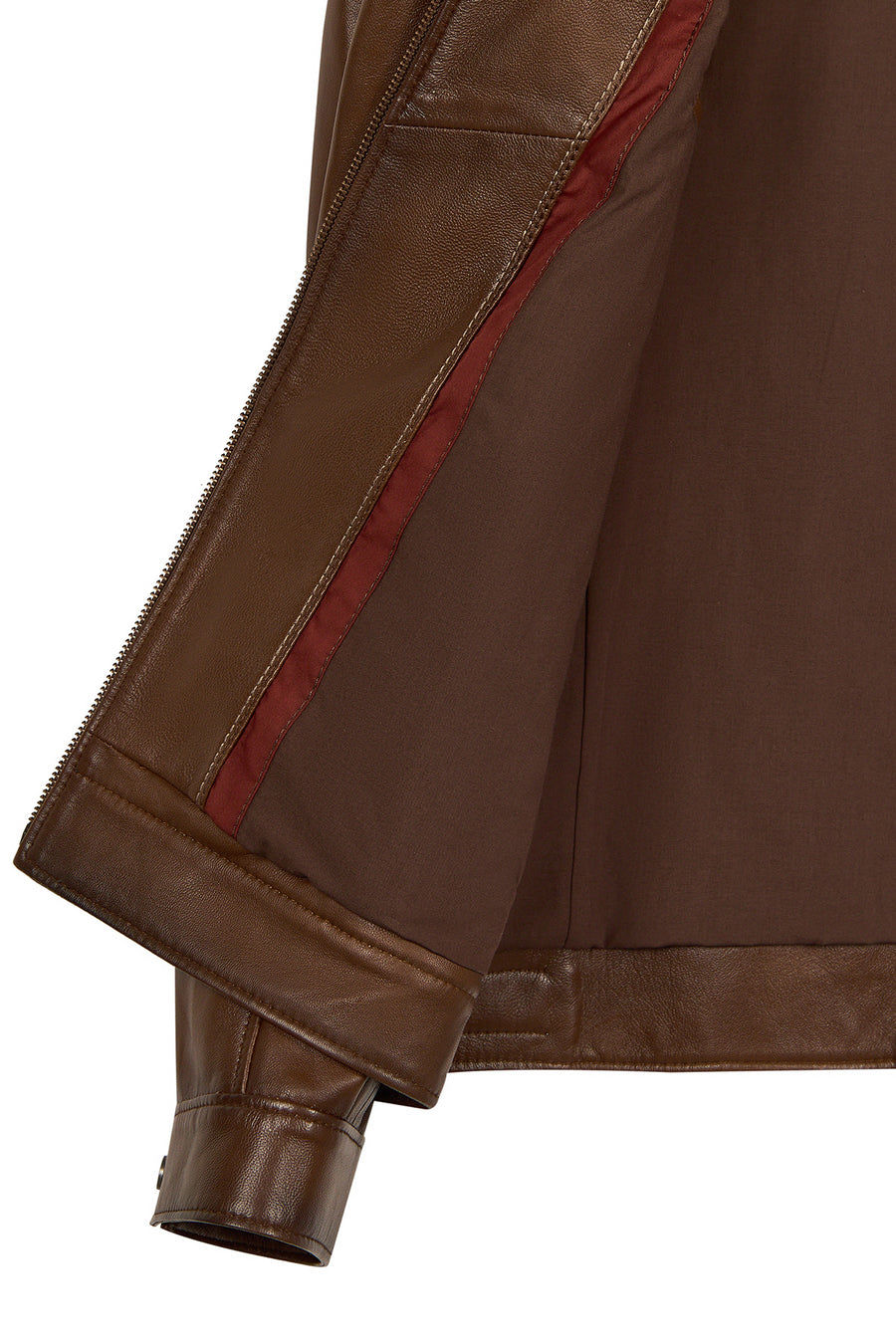 Christ Male Brown Mandarin Collar Leather Jacket
