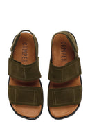 Camper Men's Green Brutus Leather Sandals | Derimod