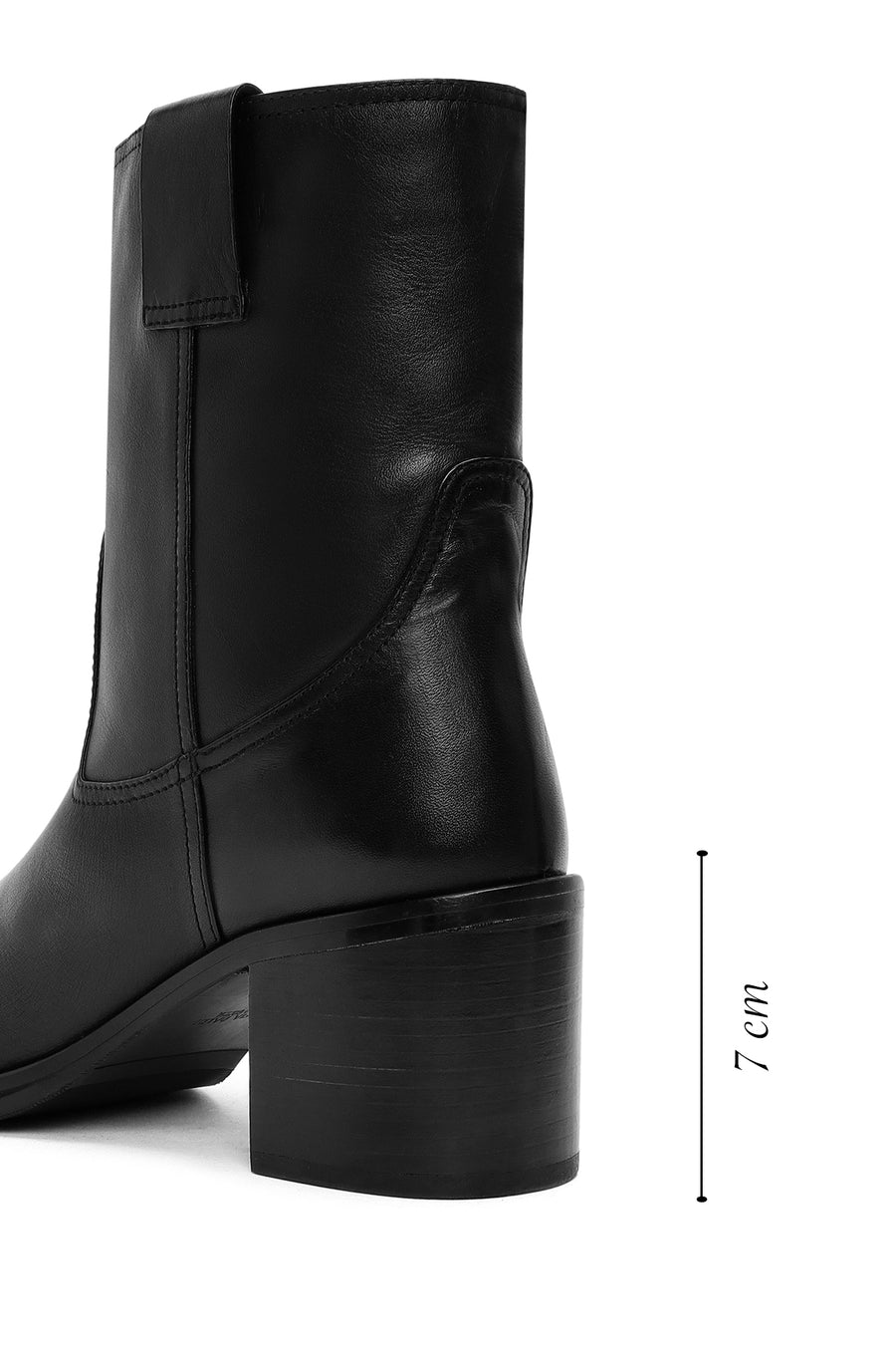 Women's Black Thick Heeled Leather Boots