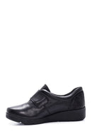 Women's Black Leather Wedge Heeled Comfort Shoes | Derimod