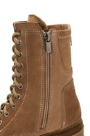 Women's Beige Suede Leather Zippered Boots | Derimod