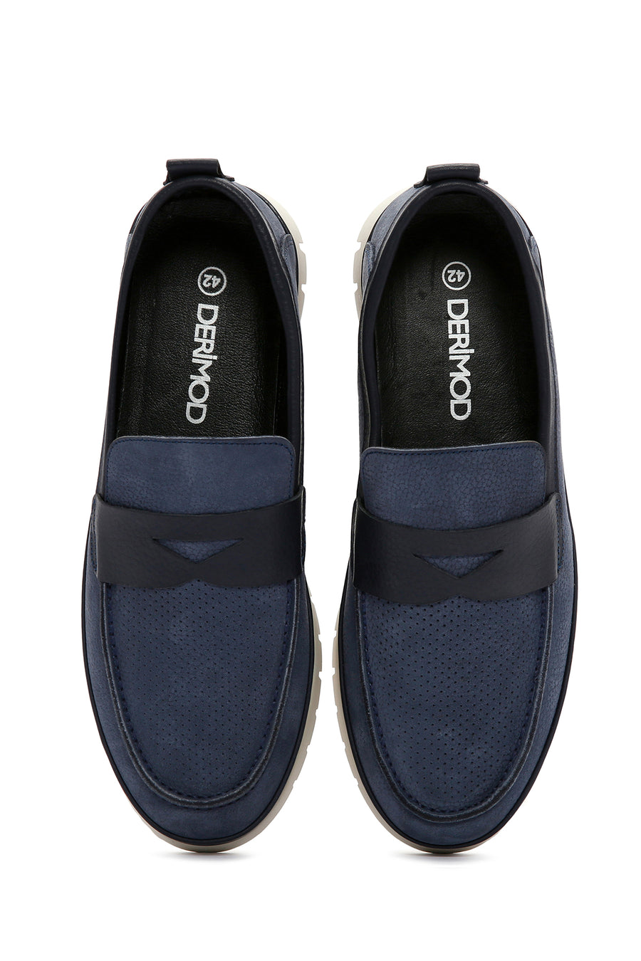 Erkek Lacivert Nubuk Deri Casual Loafer