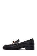 Woman Black Buckled Leather Masculine Loafer | Derimod