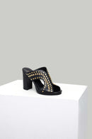 Heeled Women's Leather Slippers | Derimod