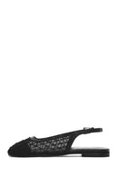 Women's Black Open Back Patterned Ballerinas | Derimod