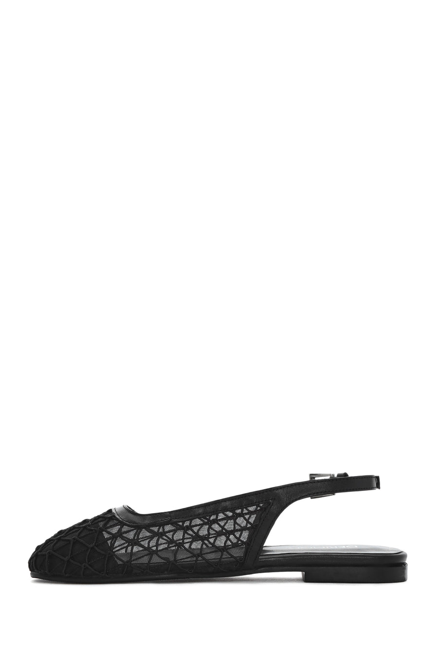 Women's Black Open Back Patterned Ballerinas