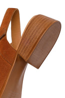 Woman Dark Powder Ankle-Buckle Low-Heel Suede Leather Sandals | Derimod