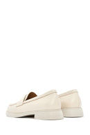 Women's Cream Leather Masculine Loafer | Derimod