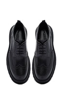 Male Black Lace-Up Thick-Soled Leather Casual Shoes | Derimod