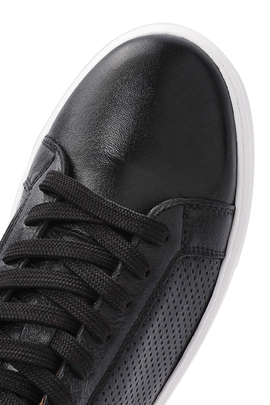 Men's Black Lace-up Leather Sneaker