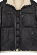 Zermatt Male Black Mandarin Collar Teddy Jacket | Derimod