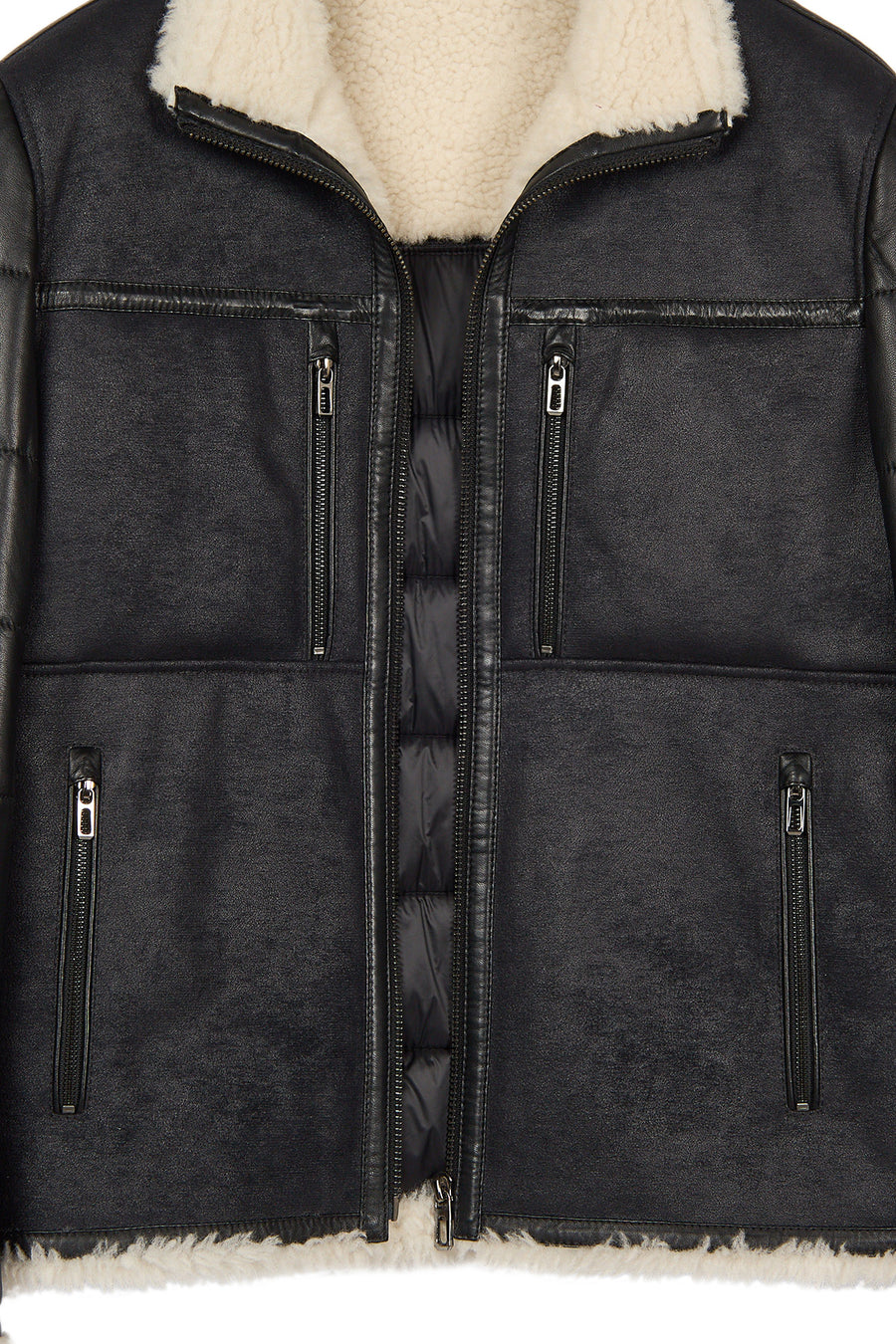 Zermatt Male Black Mandarin Collar Teddy Jacket