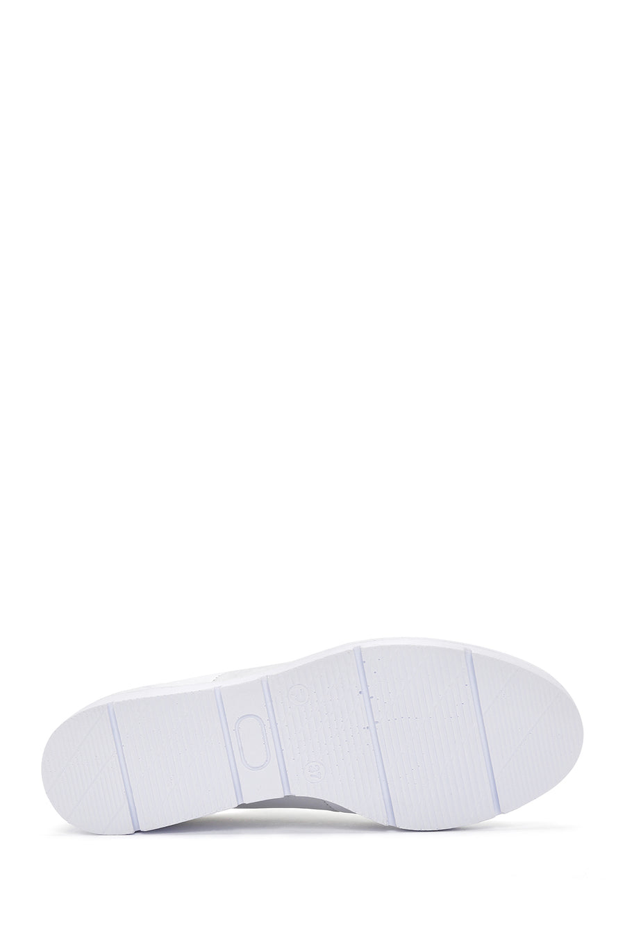 Women's White Thick Soled Leather Sneaker