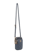 Woman Blue Long-Strap Fabric Mini Crossbody Bag | Derimod