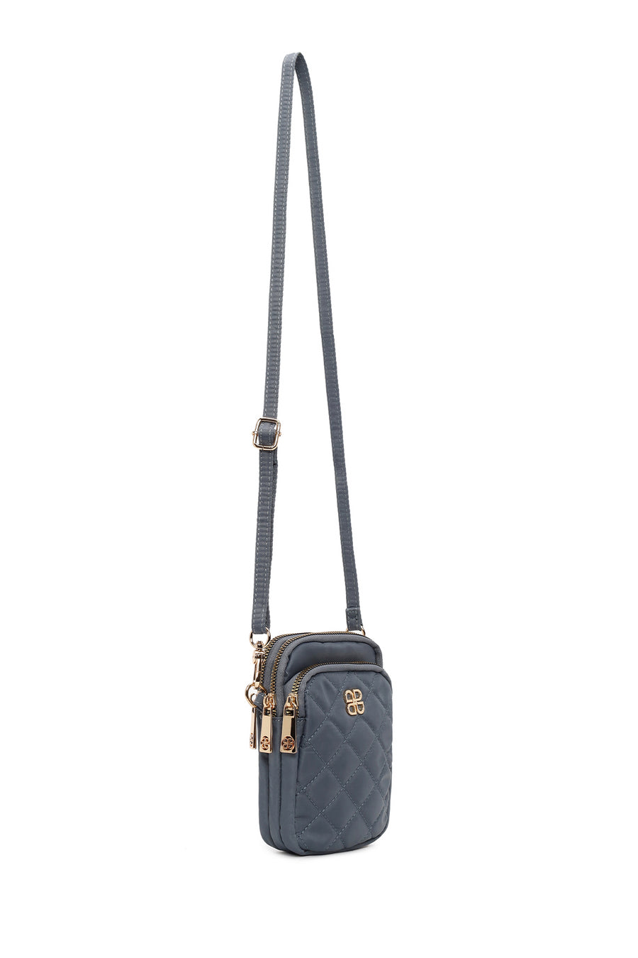Woman Blue Long-Strap Fabric Mini Crossbody Bag