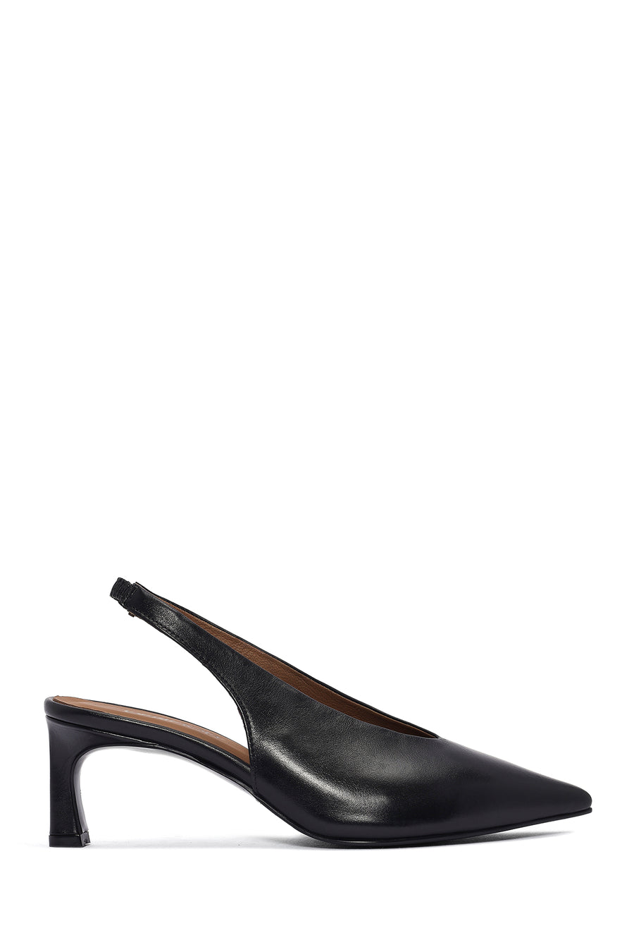 Women's Black Slingback Elastic Low Heel Leather Shoes 25SFD132218 | Derimod