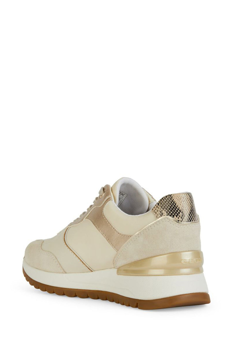 Geox Women's Beige Desya Lace-up Leather Sneaker