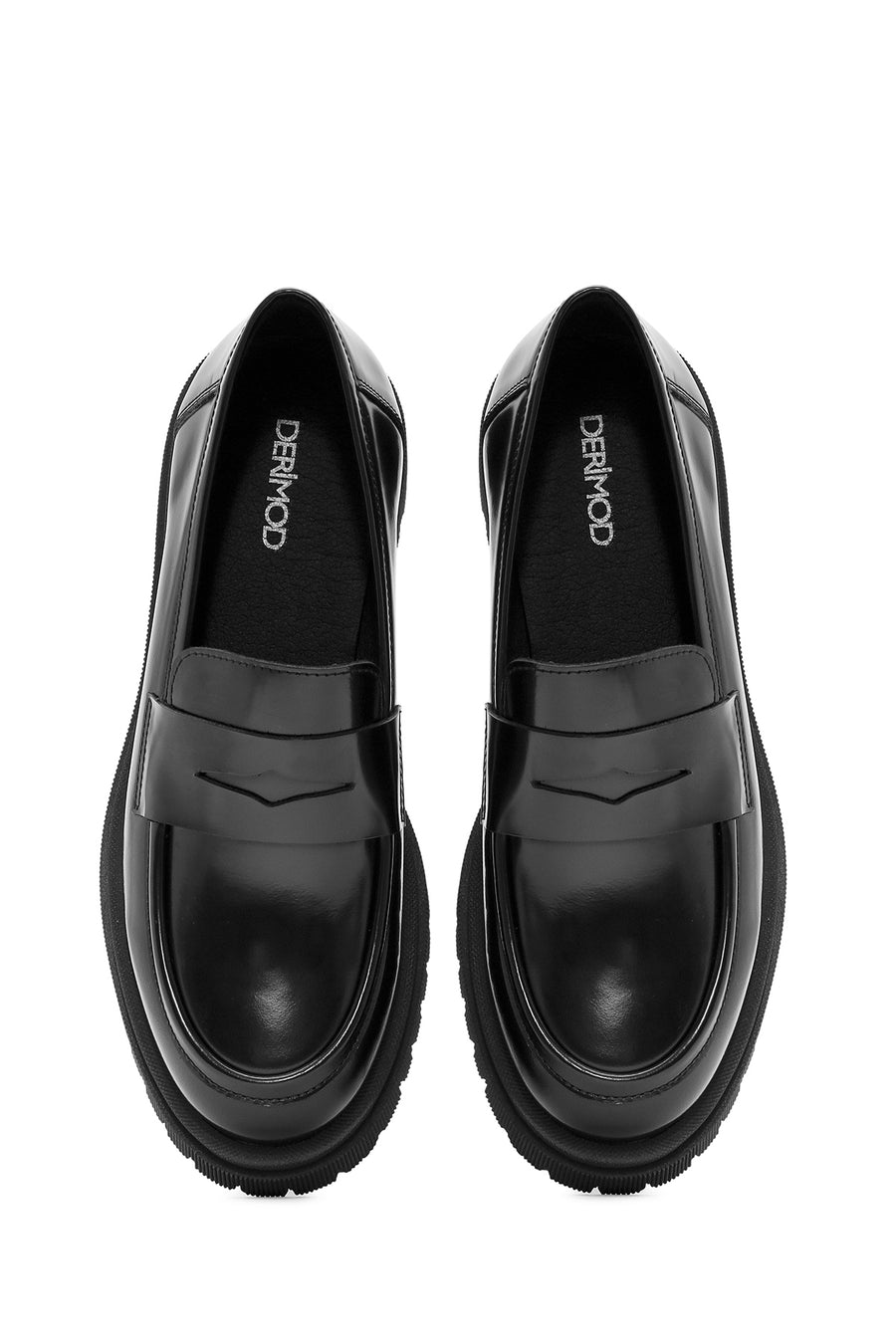 
Women's Black Thick Sole Leather Loafer
