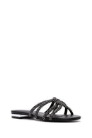 Women's Black Stone Slippers | Derimod