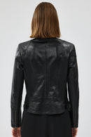 Prima Women's Black Short Leather Jacket | Derimod