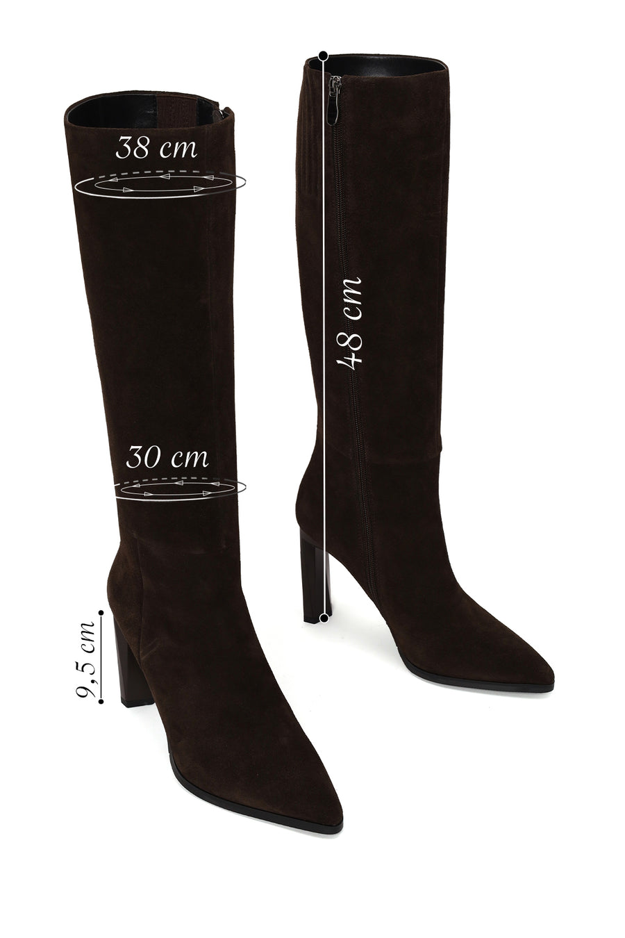 Woman Brown Zip Closure Heeled Suede Boot