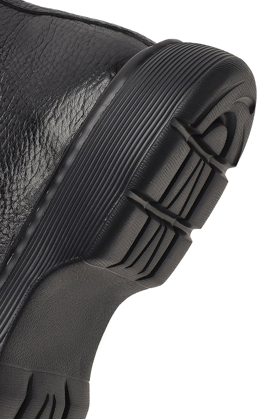 Men's Black Lace-Up Zipper Leather Casual Boot