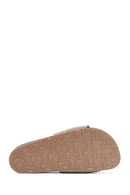 Women's Mink Buckled Suede Leather Slippers | Derimod