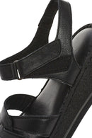 Women's Black Ankle Strap Chunky Sole Leather Comfort Sandals | Derimod