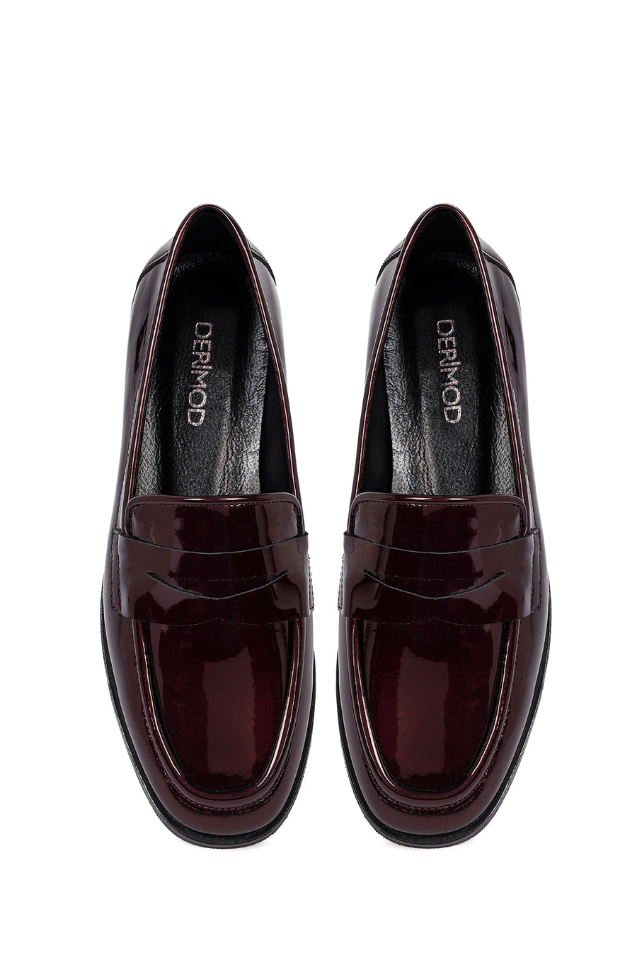 Kadın Bordo Deri Klasik Loafer