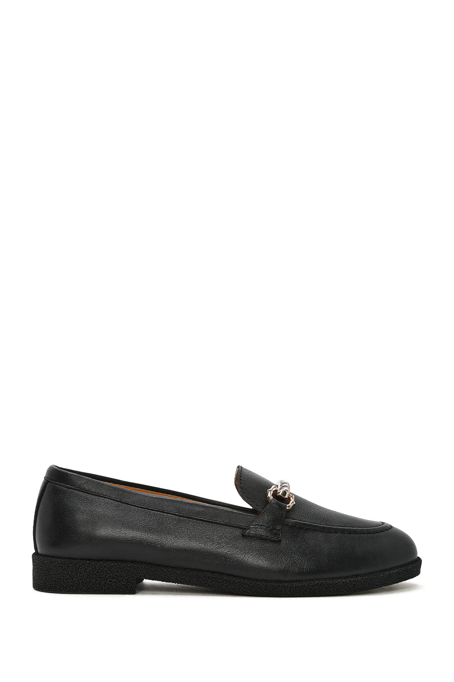 Women's Black Buckle Leather Loafer 26PFD510218 | Derimod
