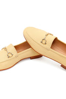 Women's Yellow Buckle Leather Loafers | Derimod