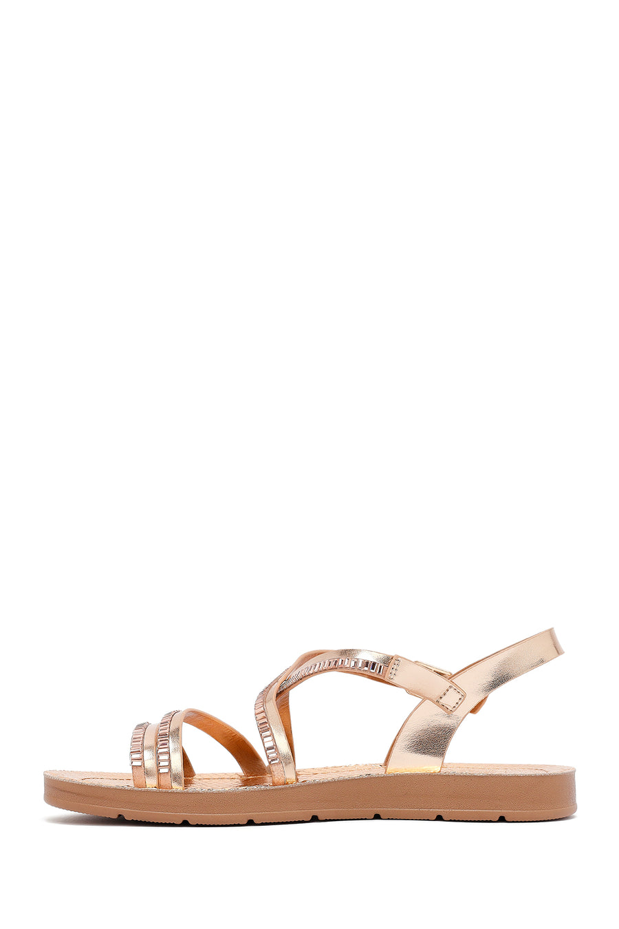 Women's Pink Thick Soled Stoned Sandals