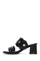 Women's Black Thick Heeled Slippers | Derimod